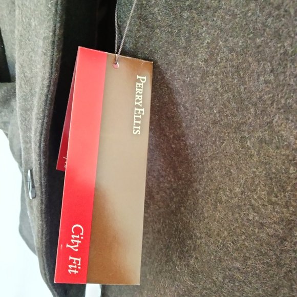 NWT Perry Ellis Portfolio M Gray Button Half Zip Wool Cashmere Jacket - Picture 4 of 7